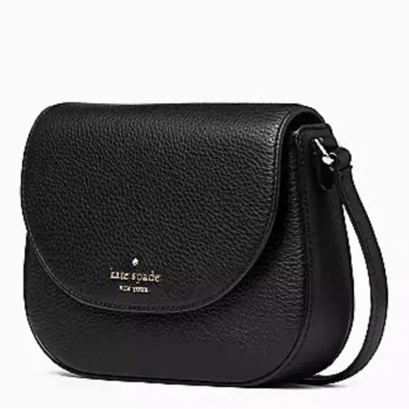 Kate Spade Leila Mini Flap Black Pebbled Leather Crossbody Bag Original Pkg NWT - Picture 3 of 8